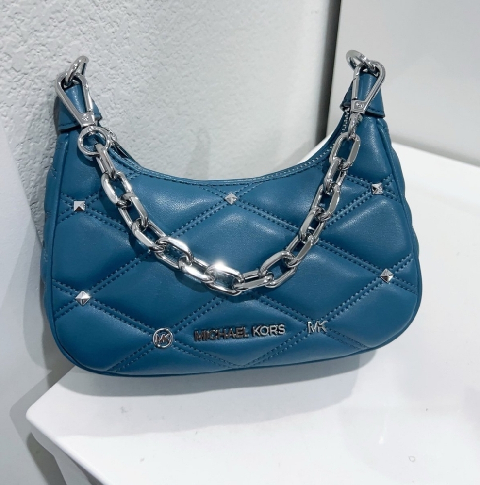 Michael Kors Teal Quilted Shoulder Bag